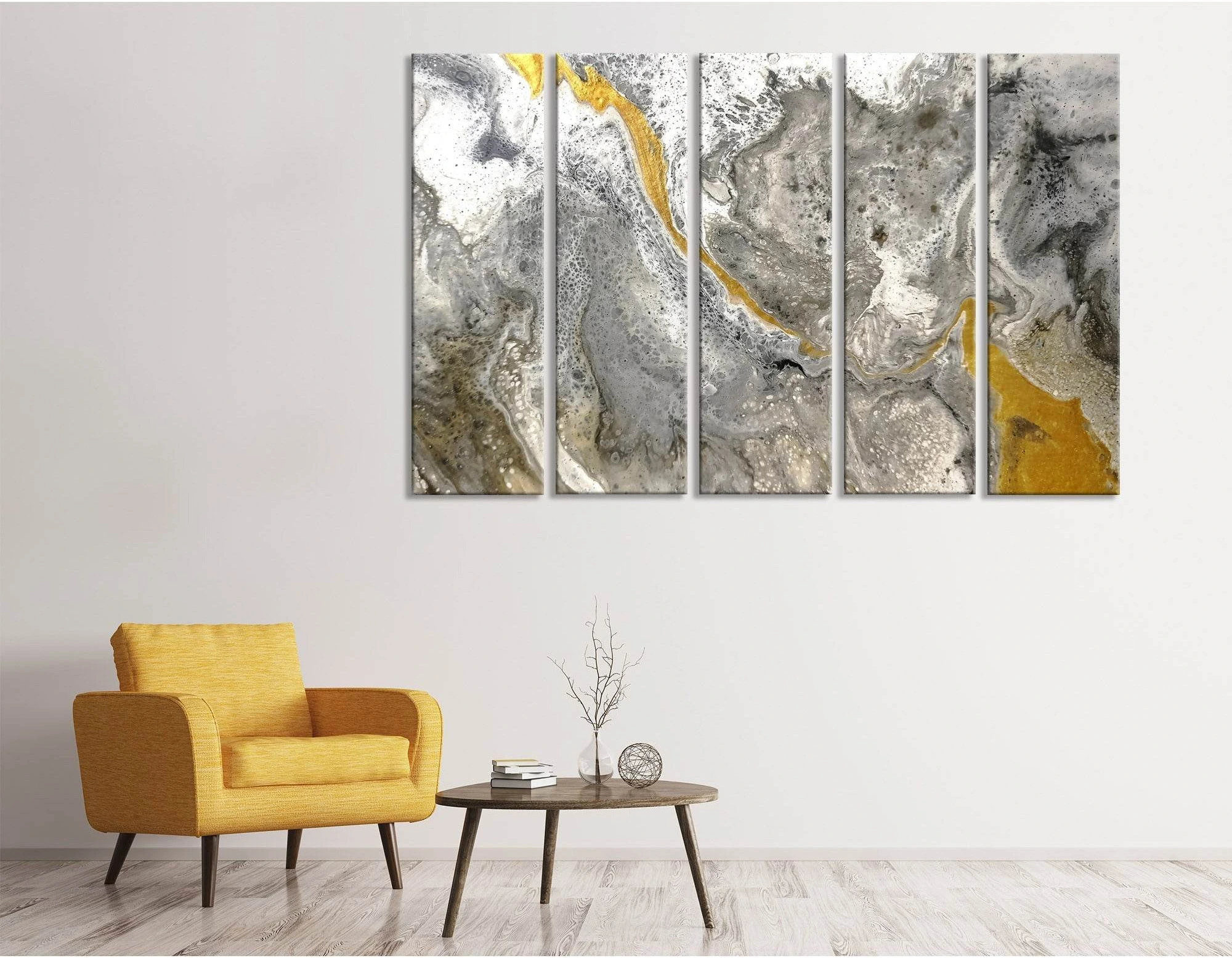 Yellow And Gray Abstract №04381 Ready to Hang Canvas Print - Zellart Canvas Prints ALL_Products