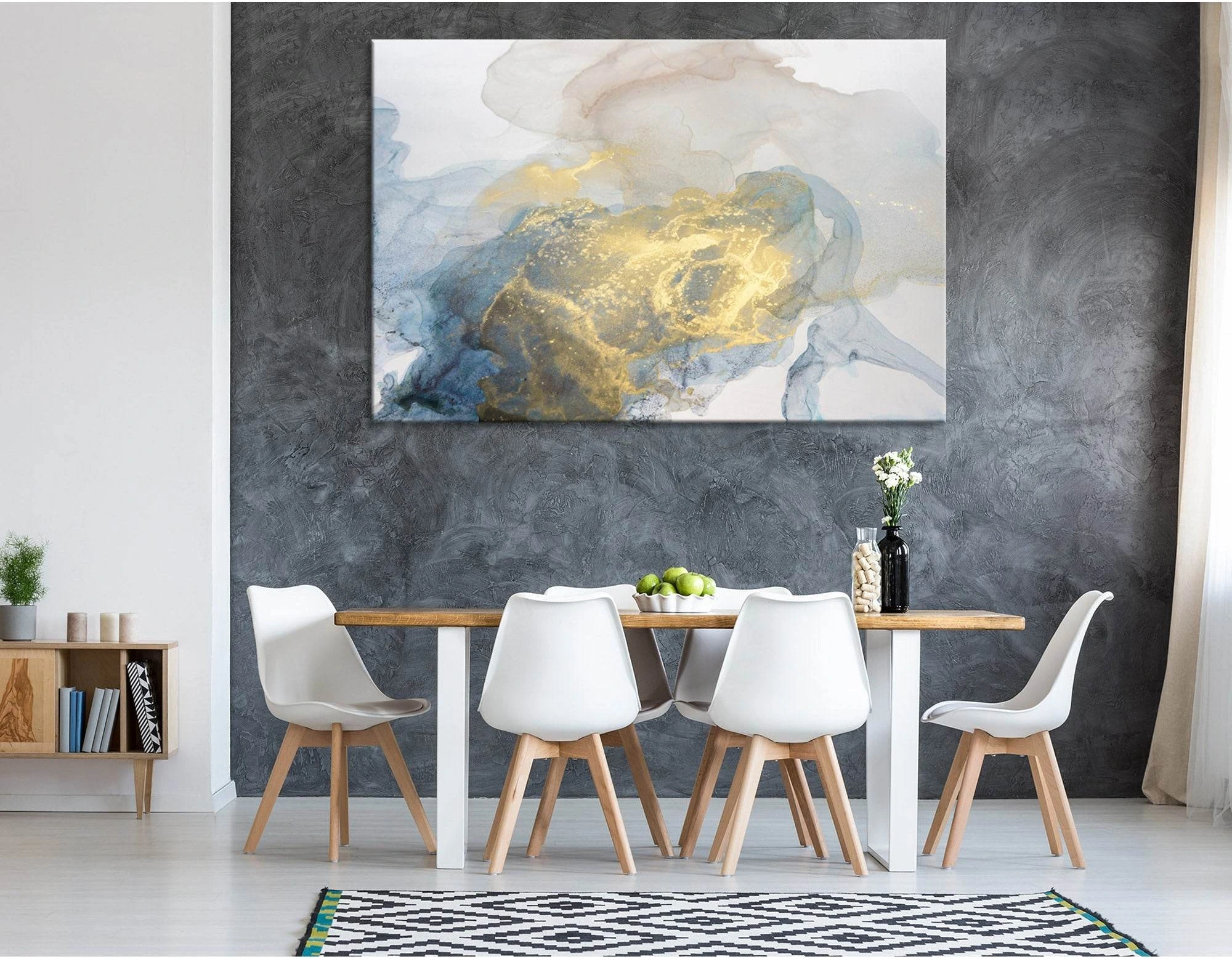 Yellow, Gray And Blue Modern Abstract №04422 Ready to Hang Canvas Print - Zellart Canvas Prints ALL_Products