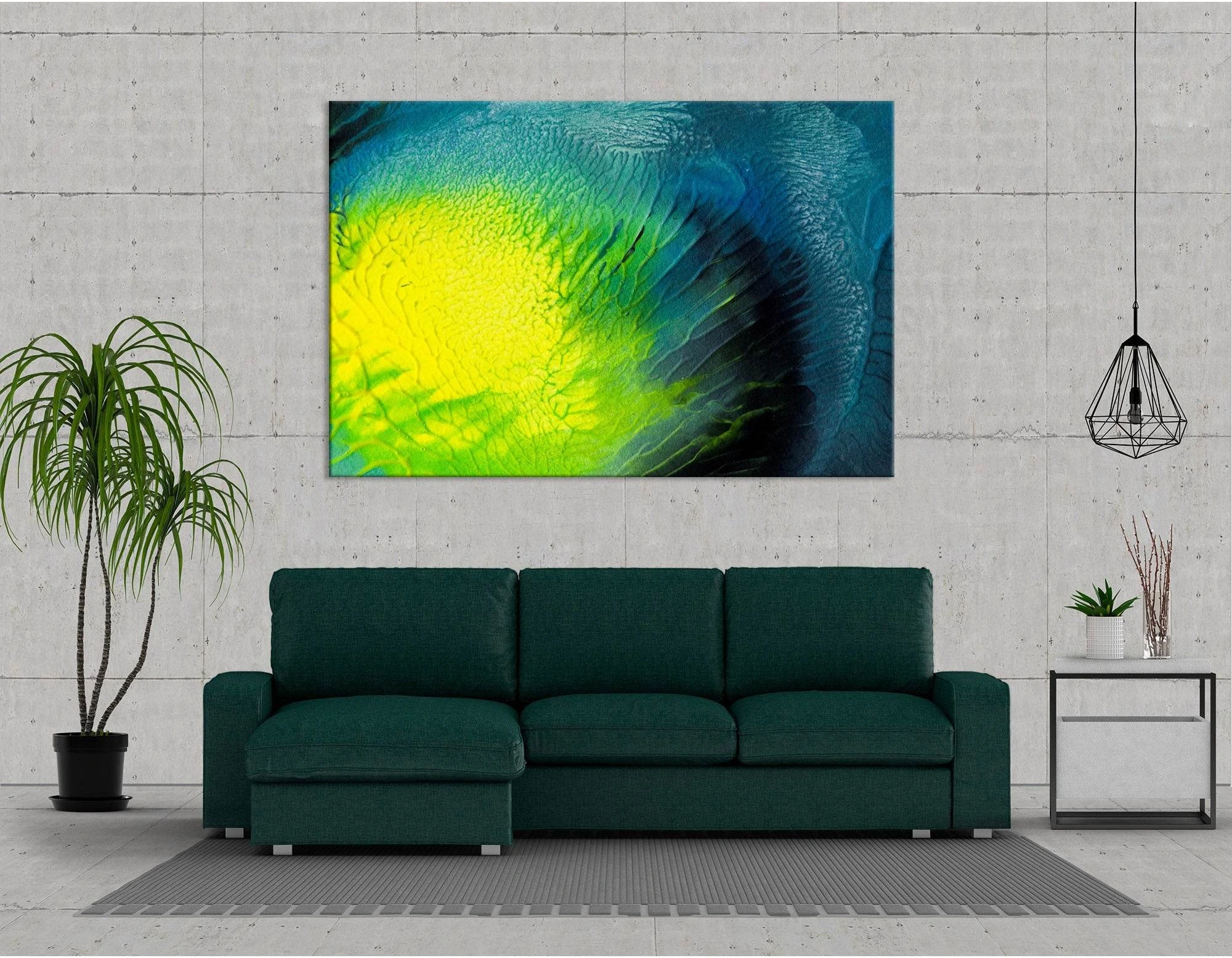 Yellow, Green And Blue Abstract №04300 Ready to Hang Canvas Print - Zellart Canvas Prints ALL_Products