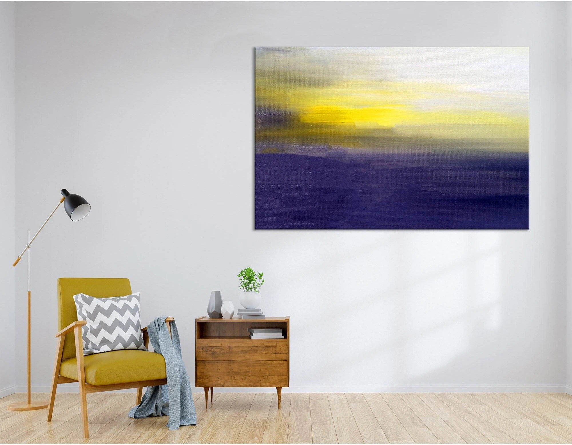 Yellow, Purple Abstract №04264 Ready to Hang Canvas Print - Zellart Canvas Prints ALL_Products