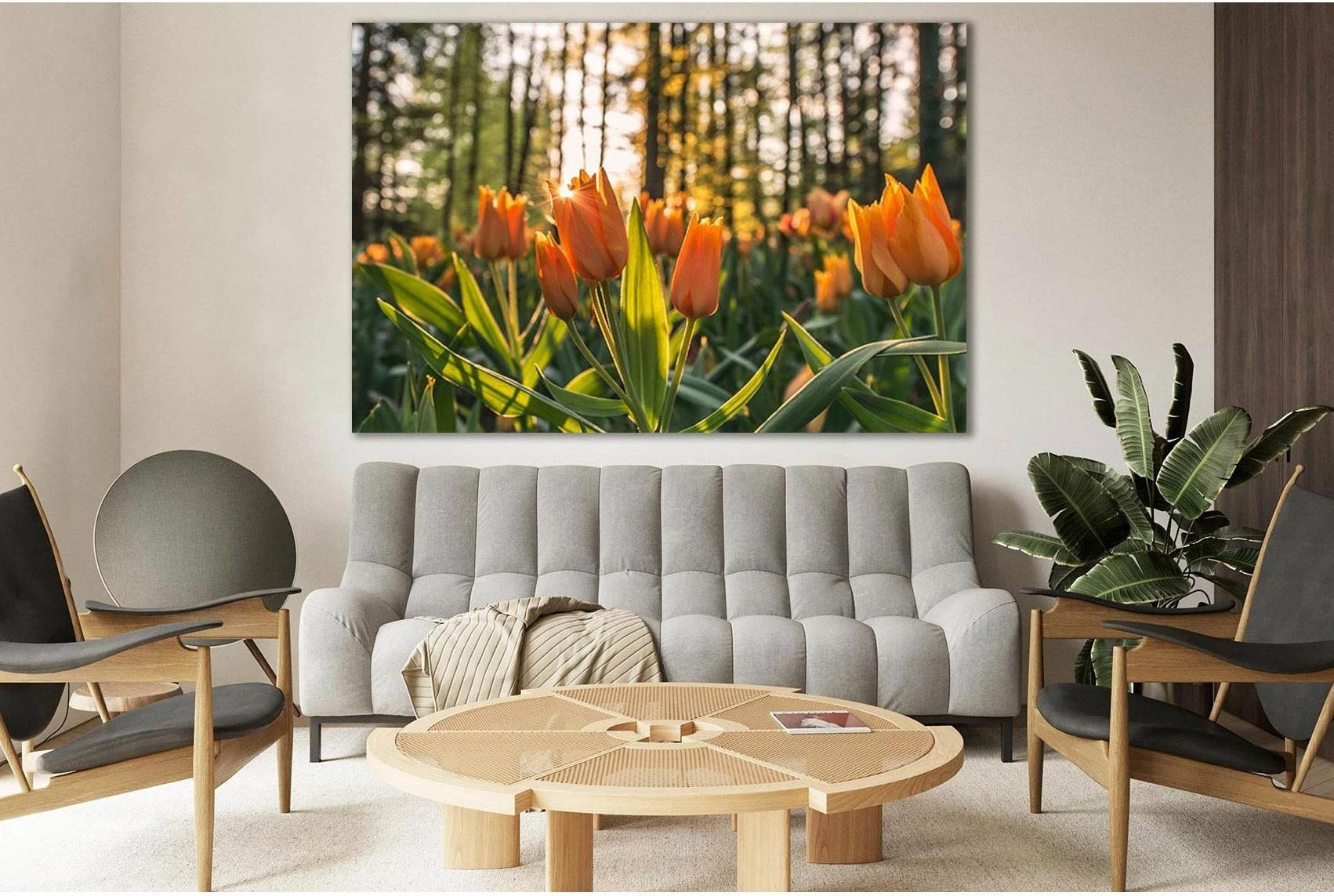 Yellow Tulips In The Forest №SL695 Ready to Hang Canvas Print - Zellart Canvas Prints 0new, ALL_Products, Floral & Botanical Wall Art