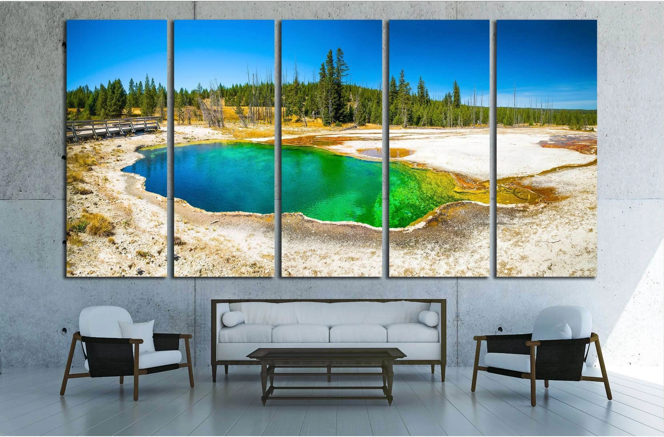 Yellowstone National Park, Wyoming. Prismatic spring. Abyss Pool at West Thumb №1982 Ready to Hang Canvas Print - Zellart Canvas Prints ALL_Products, s-1982