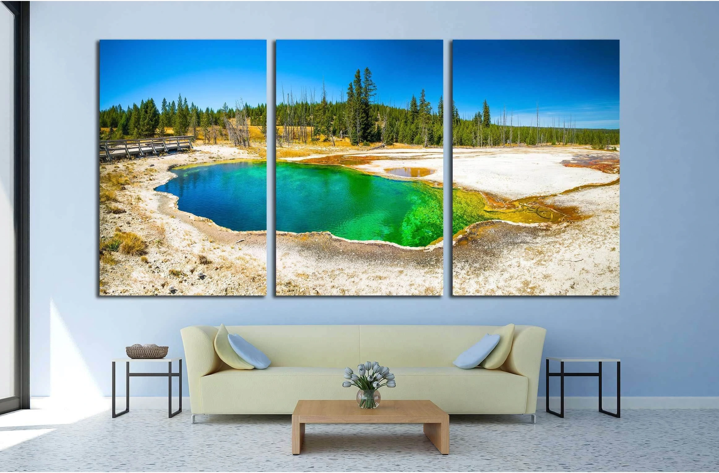 Yellowstone National Park, Wyoming. Prismatic spring. Abyss Pool at West Thumb №1982 Ready to Hang Canvas Print - Zellart Canvas Prints ALL_Products, s-1982