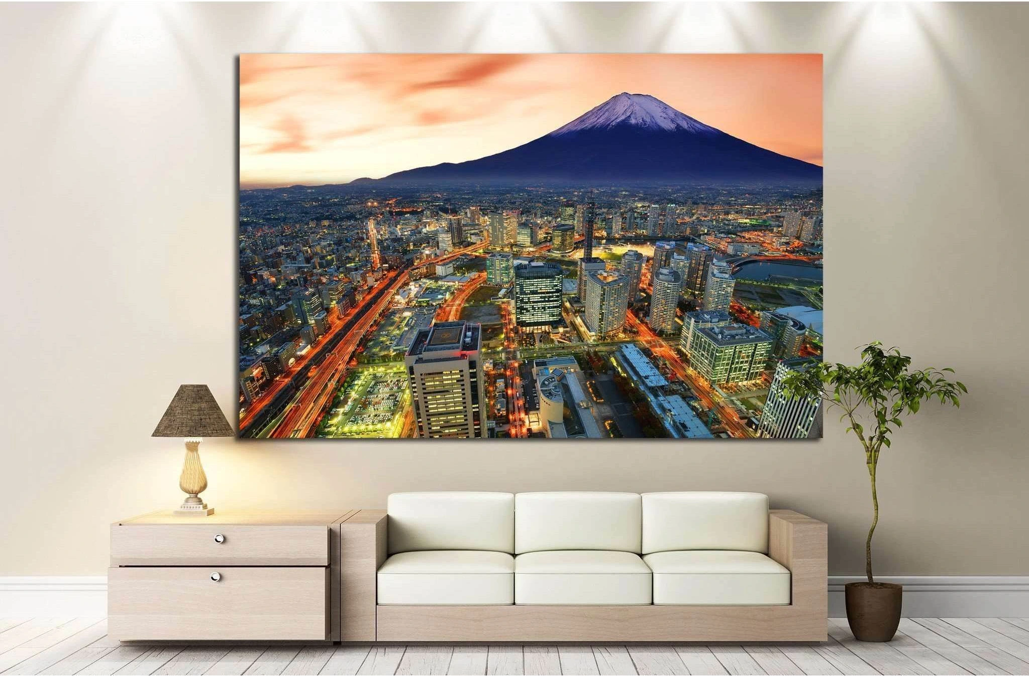 Yokohama and Mt. Fuji in Japan №779 Ready to Hang Canvas Print - Zellart Canvas Prints ALL_Products, s-779