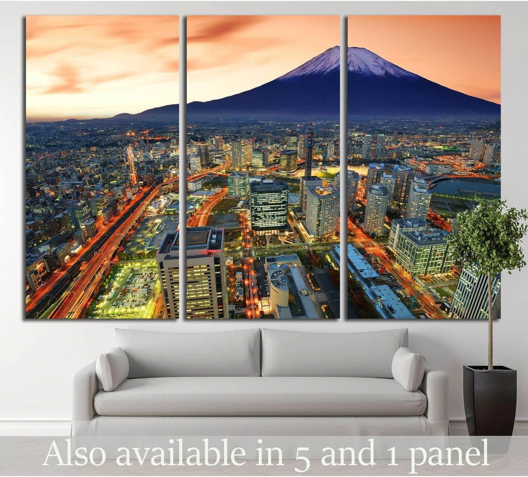 Yokohama and Mt. Fuji in Japan №779 Ready to Hang Canvas Print - Zellart Canvas Prints ALL_Products, s-779