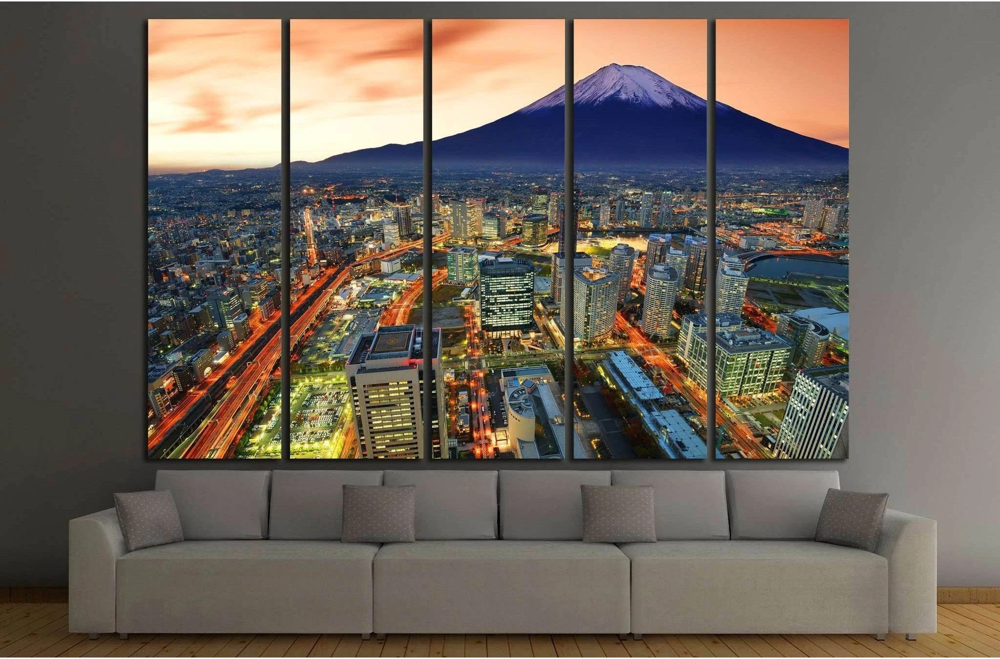 Yokohama and Mt. Fuji in Japan №779 Ready to Hang Canvas Print - Zellart Canvas Prints ALL_Products, s-779