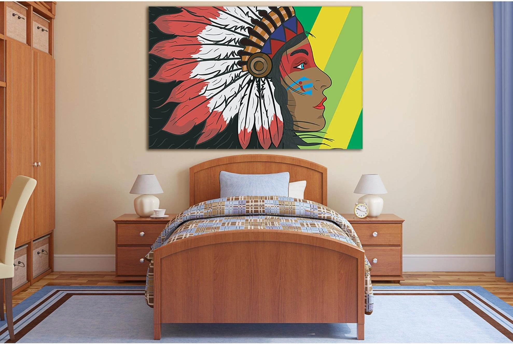Young Indian Woman Pop Art №SL531 Ready to Hang Canvas Print - Zellart Canvas Prints 0new, ALL_Products, Pop ART